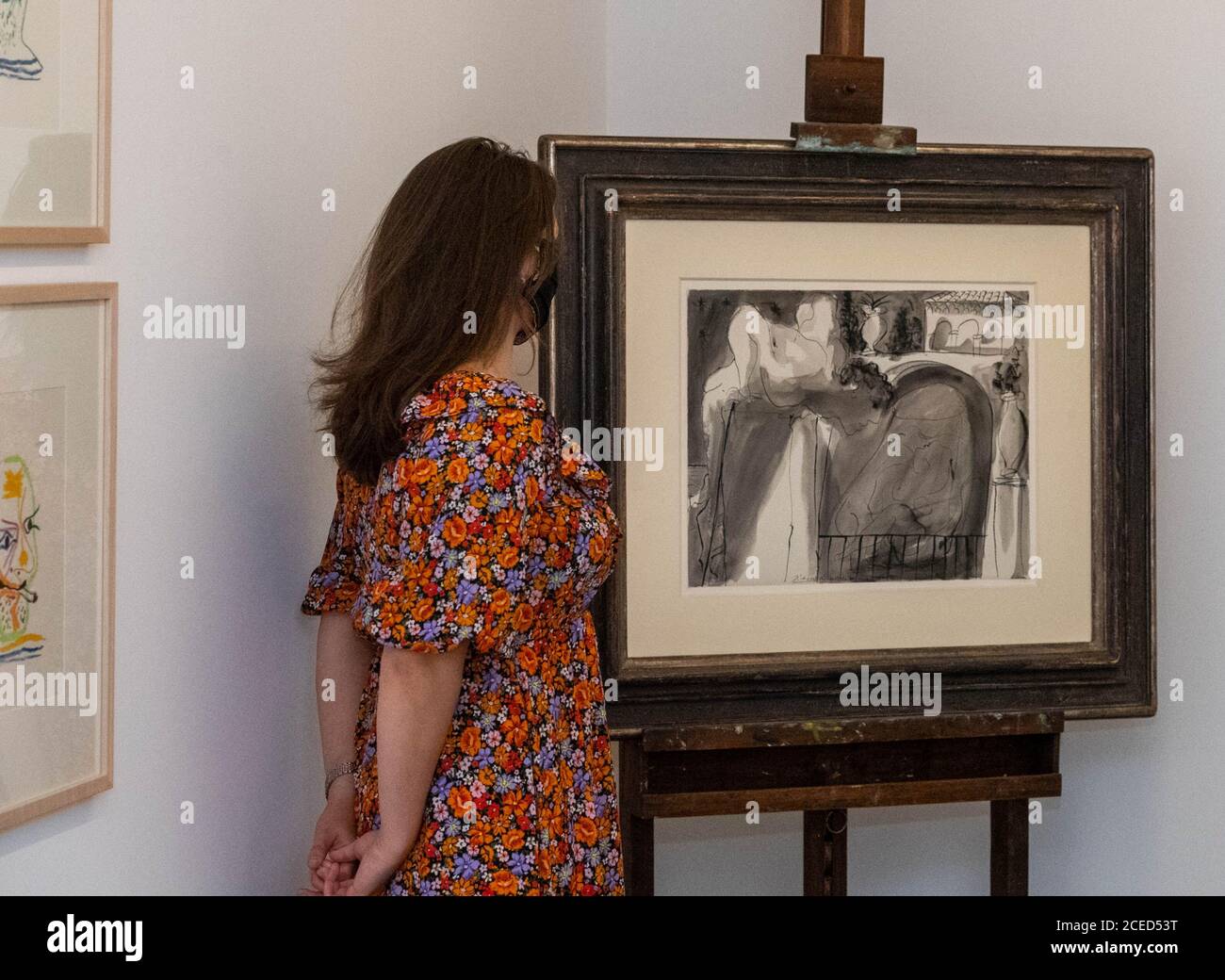 London 1. September 2020 Atelier Picasso im Bastian London vom 3. September bis 31. Oktober 2020. Diese Ausstellung zeigt Picassos Atelier in Cannes als ein immersives Erlebnis innerhalb der Galerie. Kredit: Ian Davidson/Alamy Live Nachrichten Stockfoto