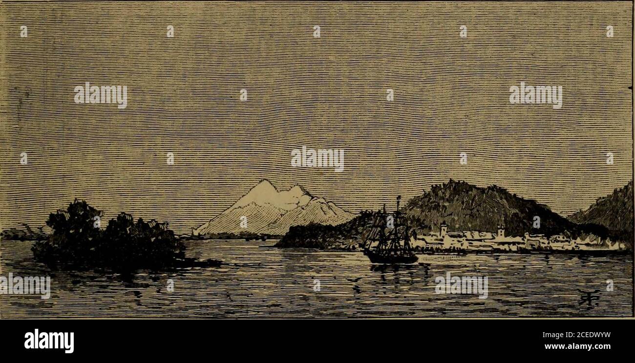 . Journal of Researches in the natural history and Geology of the countries visited during the voyage round the world of H.M.S. 'Beagle', unter dem Kommando von Captain Fitz Roy. Ist die bemerkenswerteste, da Coseguina sechsundzwanzig Jahre lang ruhte :und Aconcagua zeigt am seltensten irgendwelche Anzeichen von Handlungen. Es ist schwierig, sogar zu vermuten, ob dieser Zufall war, oder zeigt einige unterirdische Verbindung. Wenn Vesu-vius, Ätna und Hecla in Island (alle drei relativ nahe beieinander als die entsprechenden Punkte in Südamerika), XIV CHILOE 313 plötzlich brach in Eruption Stockfoto