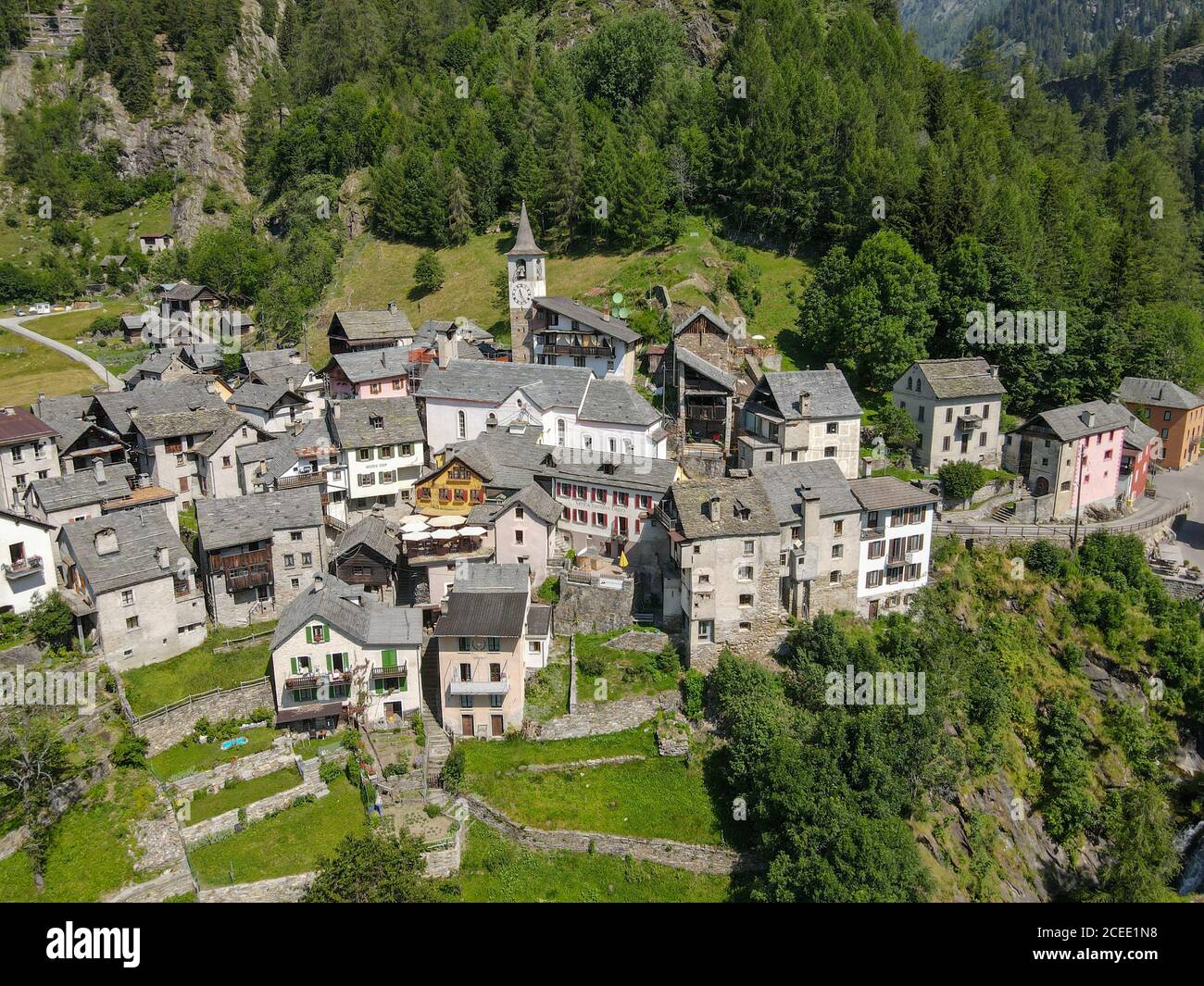 Das Dorf Fusio auf Maggia Tal in der italienischen Teil der Schweiz Stockfoto