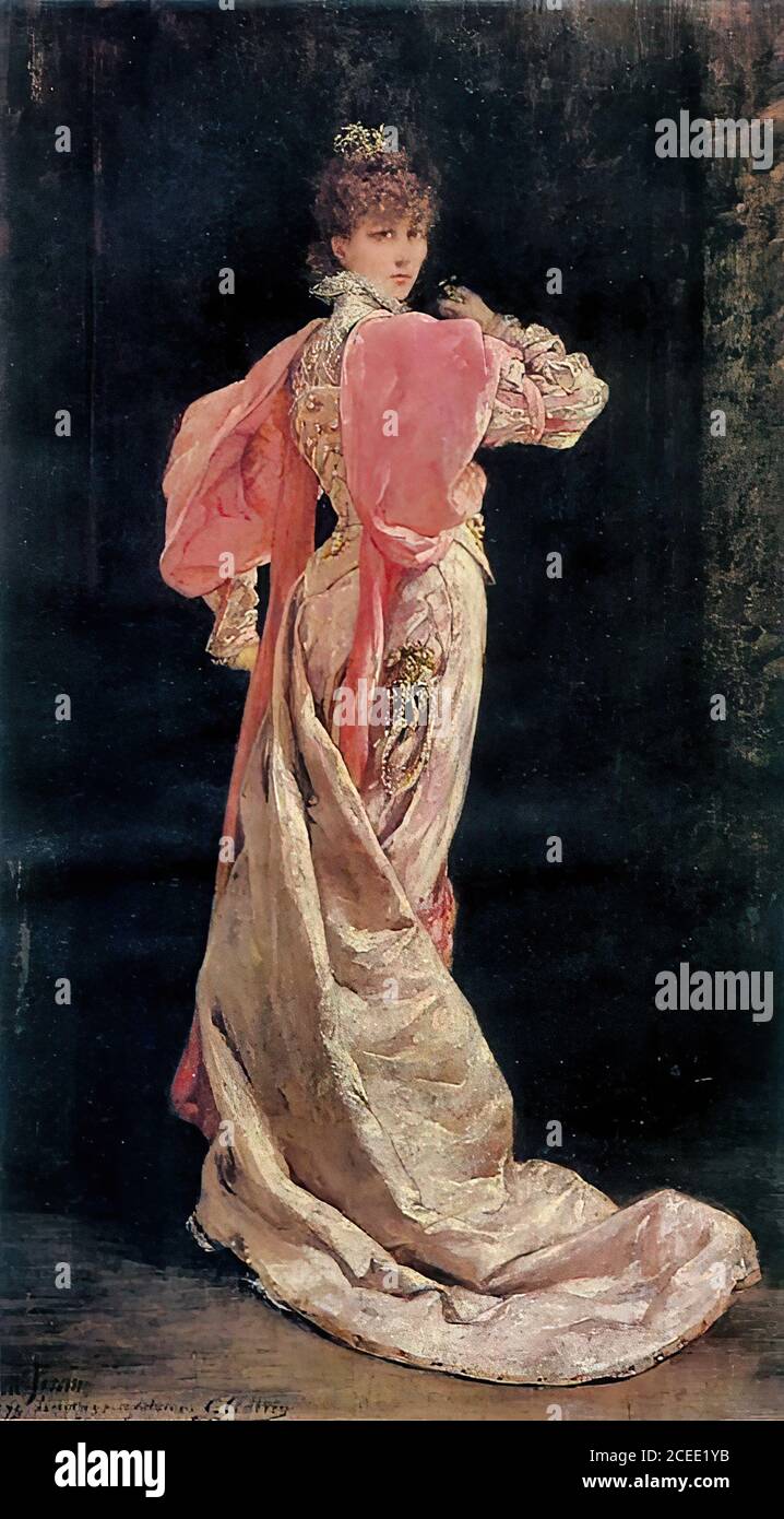 Clairin Georges Jules Victor - Sarah Bernhardt als Königin In 'ruy Blas' - Französische Schule - 19. Jahrhundert Stockfoto