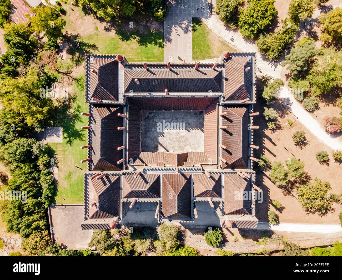 Luftaufnahme des Palastes der Herzöge von Braganza in Guimaraes, Portugal Stockfoto