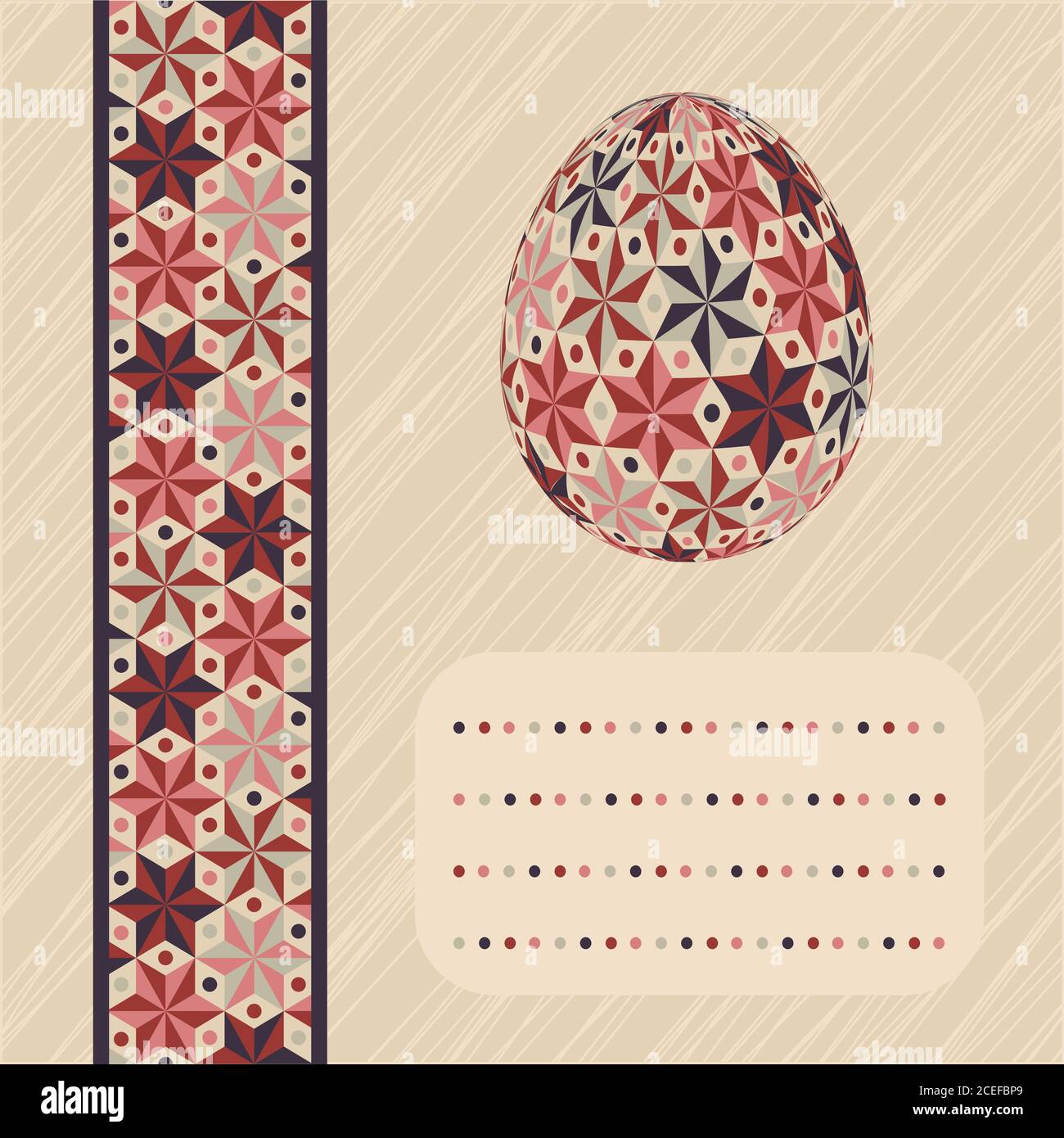 Farbenfrohes Osterkartendesign mit Eiern und Banner. Vorlage für Osterbanner. Vektorgrafik. Stock Vektor