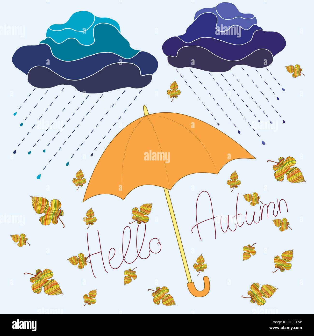 Herbst, dekorativ schönen Hintergrund, Cartoon-Stil, Regenschirm Stock Vektor