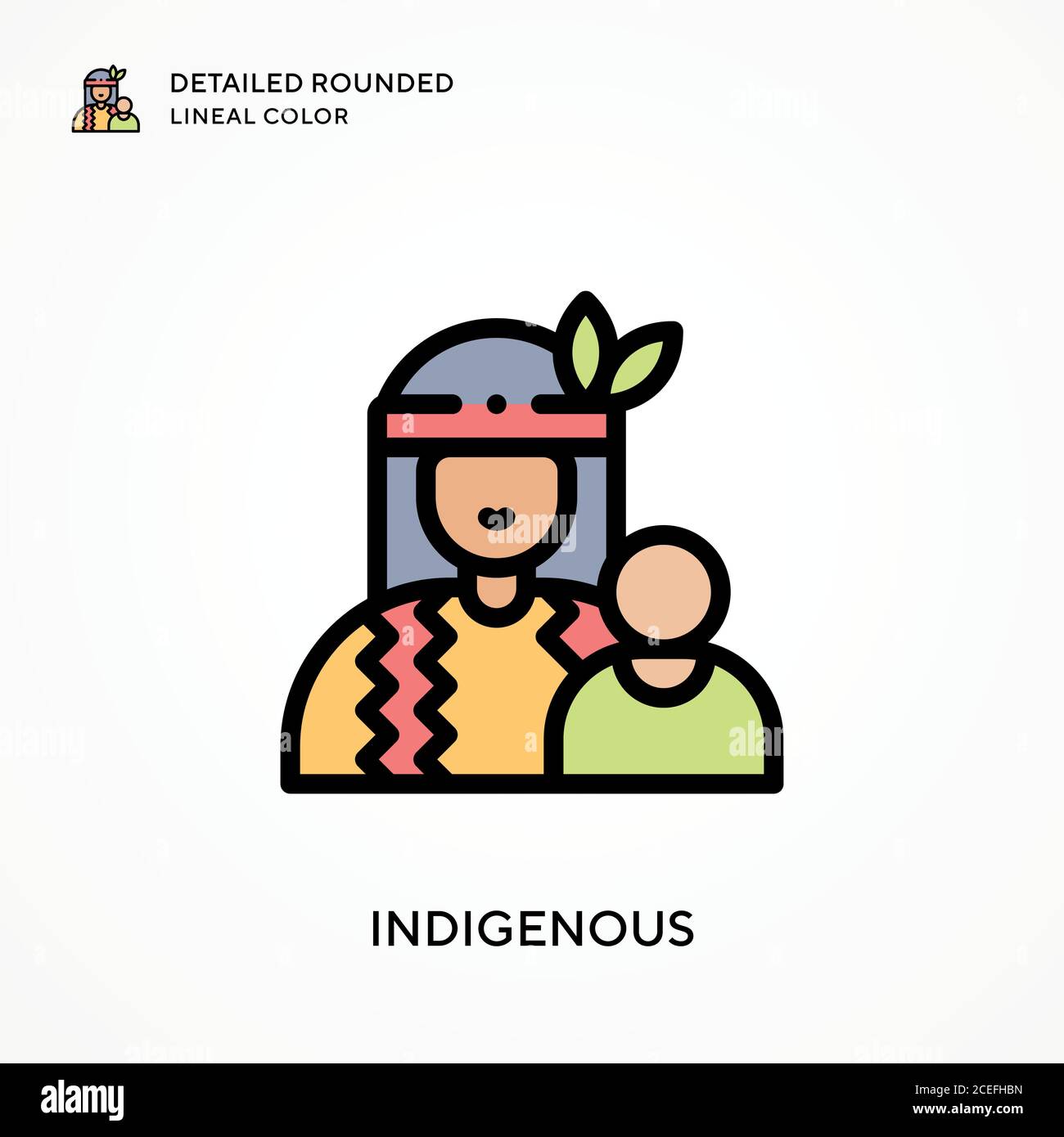 Indigene detaillierte abgerundete Linienfarbe. Moderne Vektorgrafik Konzepte. Einfach zu bearbeiten und anzupassen. Stock Vektor