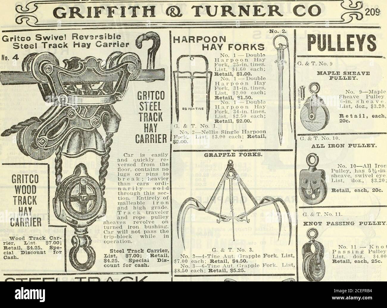 . 1916 Griffith and Turner Co. : Land- und Gartenbedarf. WRINGER der UniversalWood Frame Wringer hat Daumenschraube und Blattfederdruckwas schnell ad-justed wird. Die Rollen sind die beste Qualität und sind für die Familie für drei Jahre angeordnet.Nr. 351 – Rollengröße. 11x1 % 3.25 US-Dollar Nr. 352 – Rollengröße. 12x1 % 3.75 US-Dollar Nr. 35(i – Rollengröße. 14xi:S4 4,5 C 123 USD. STEEL TRACKFOR HAY CARRIER Stahltrakt für Gritco Car – Listenpreis, 20c. rt.; OurSpecial Price, 1214c. Ft. Steel Track for Myers Car – Listenpreis, 20 Cent Ft.; OurSonderpreis, 12 V4c. Ft^ ^^^^^^^^^^^^ Stockfoto