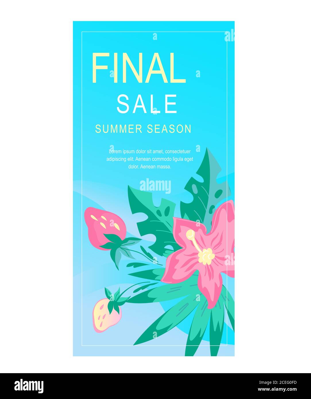 Sommer Verkauf Story Post für Social Media mit Blumen flache Vektor-Illustration. Stock Vektor