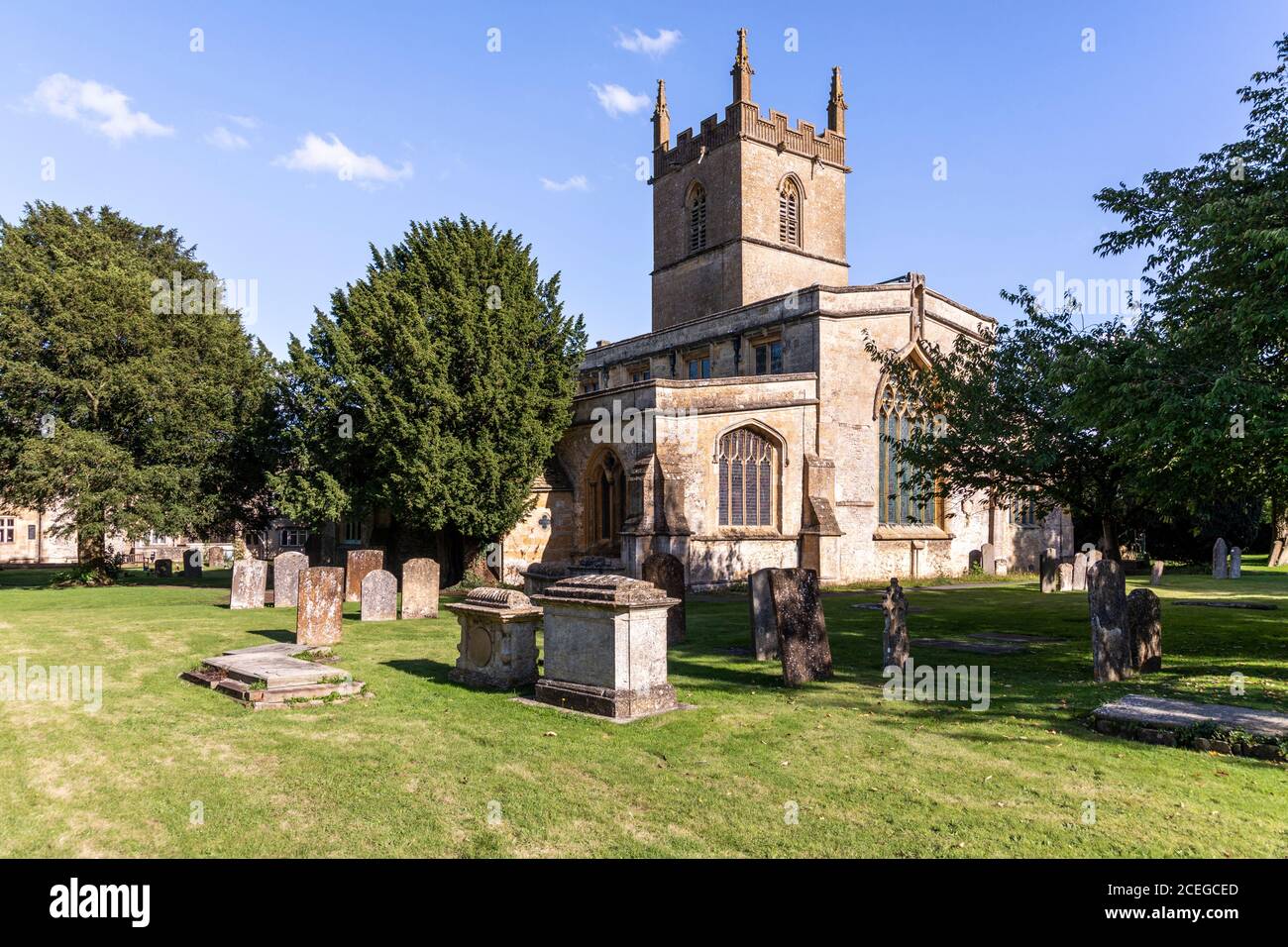 St. Edwards Kirche in der Cotswold Marktstadt Stow auf der Wold, Gloucestershire Großbritannien Stockfoto