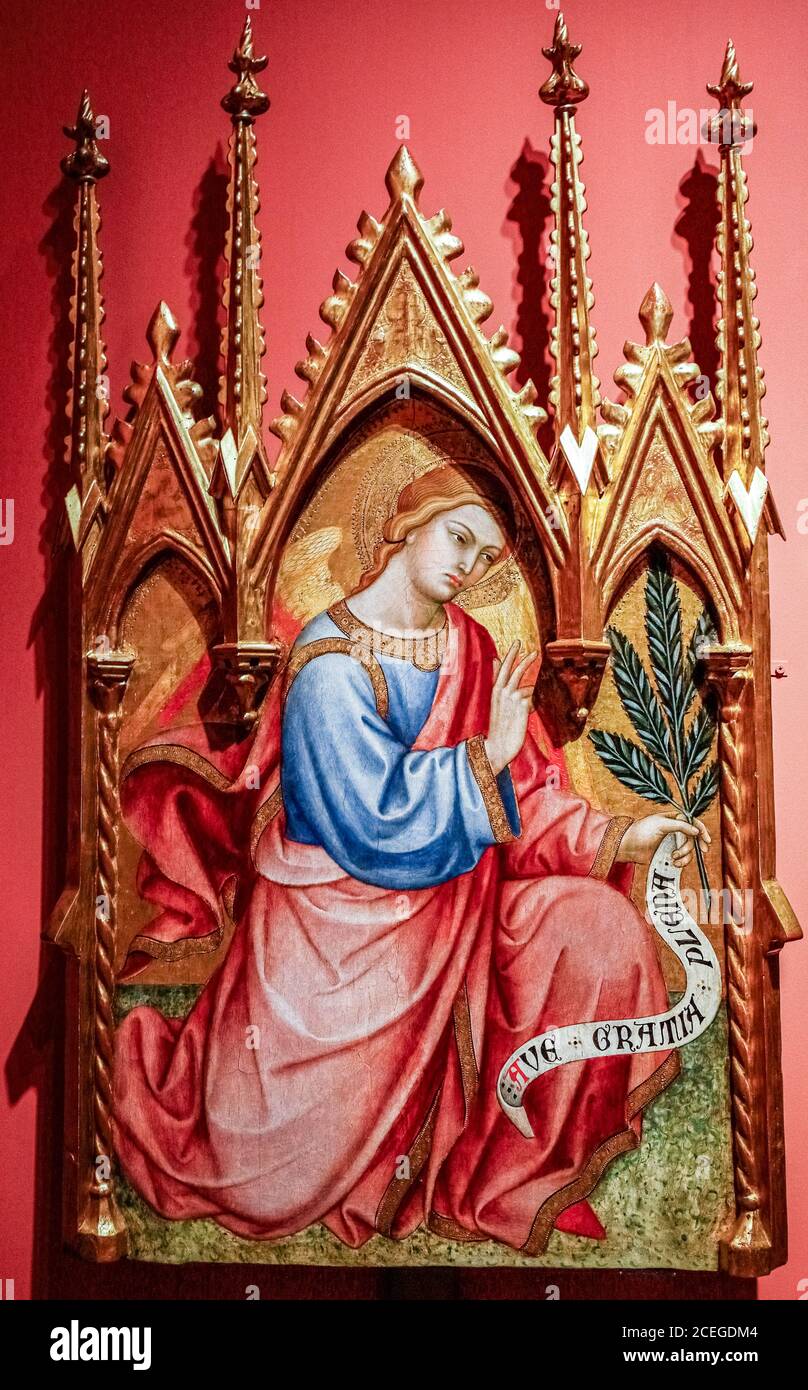 Italien Umbrien Perugia - Nationalgalerie Umbriens: Monographische Ausstellung (1362-1422) - drei Vermögen des Triptychons Montepulciano: Erzengel Gabriel Stockfoto