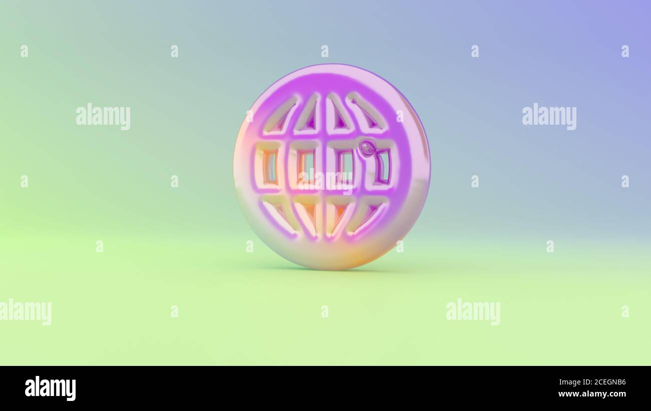 Bunte lebendige 3d-Rendering gepuffte Symbol des Globus Netz auf Farbiger Hintergrund mit Schatten Stockfoto