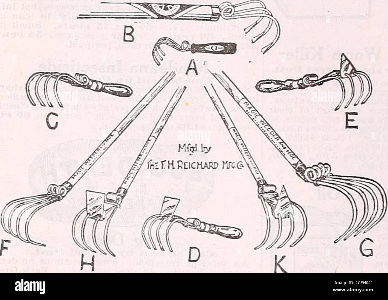 . Das Maule-Samenbuch für 1922. Reddick Mole Trap.. Spring Tooth Magic Weeder Hoes das beste Gartenwerkzeug für den Hobbygärtner. Es macht die Arbeit mit der Hälfte der Arbeit, spart Zeit und Kraft und Drehen workInto Zeitvertreib. Jede Zinke ist mit einer Spule in der Nähe des Schaftes versehen, die unabhängig voneinander wirkt und sie sehr leicht funktioniert, wodurch jede Gefahr von Cloggiug oder Bruch vermieden wird. Die Zinken werden so gebildet, dass der Boden auf der Reihenfolge eines Grubber oder Gartenpflug, Heben und pul-Verisierung der Erde, lockern und Rendering fritable, subserving Feuchtigkeit, so wichtig für das schnelle Wachstum der Pflanzen Stockfoto