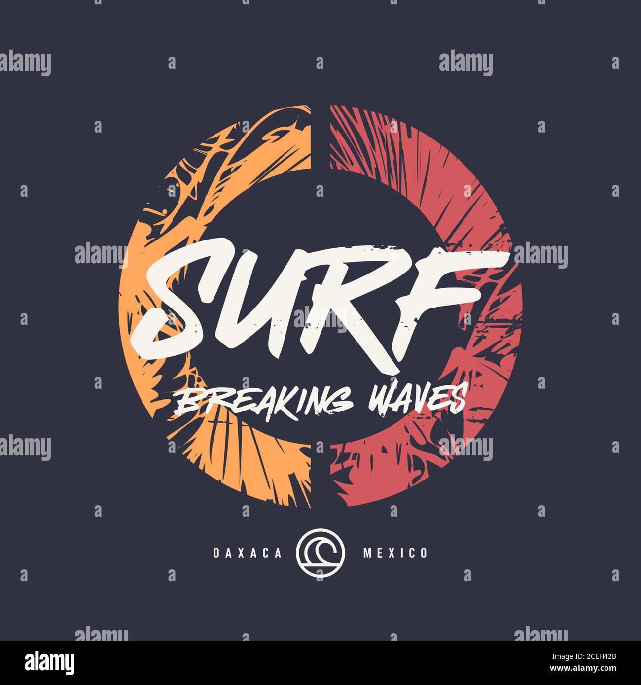 Vektor Grafik T-Shirt-Design, Poster, Druck zum Thema Surfen Stock Vektor