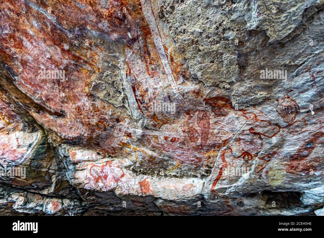 Aboriginal Rock Painting Safari mit Sab Lord Stockfoto