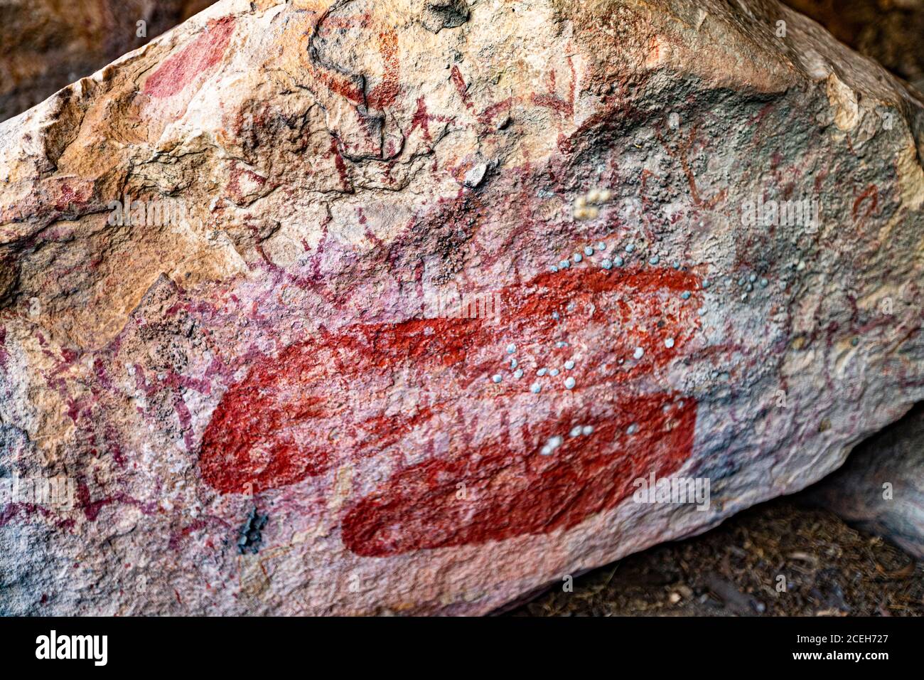 Aboriginal Rock Painting Safari mit Sab Lord Stockfoto