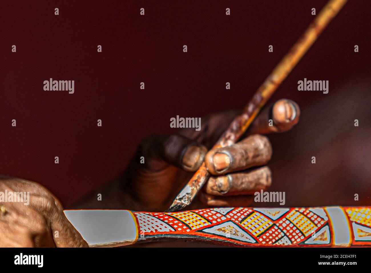 Aborigine Künstler in Gunbalanya Stockfoto