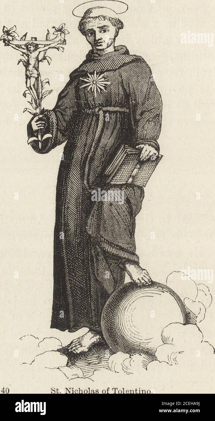 . Legenden der monastischen Orden : wie in der bildenden Kunst vertreten. Lt; St. Nikolaus von To-lentino gekrönt von der Jungfrau und St. Augus-Tine/ ist ein Bild atri-buted Raphael. Ein charmantes kleines Bild von Mazzolinoda Ferrara, das alle seine Merkmale ausstellt, stellt den Hl. Nicholasof Tolentino dar, der vor der Jungfrau und dem Kind kniet. Der Kopf des heiligen ist ein Meisterstückvon Ende und Ausdruck, hat aber nicht die verwastednor die Jugendlichen Fea-turen in der Regel zu ihm gegeben. Es ist von diesem St. Nikolaus, dass er nie schmeckt tierische Nahrung. In seiner letzten Krankheit, wenn schwach und verschwendete Frominanition, seine bret Stockfoto
