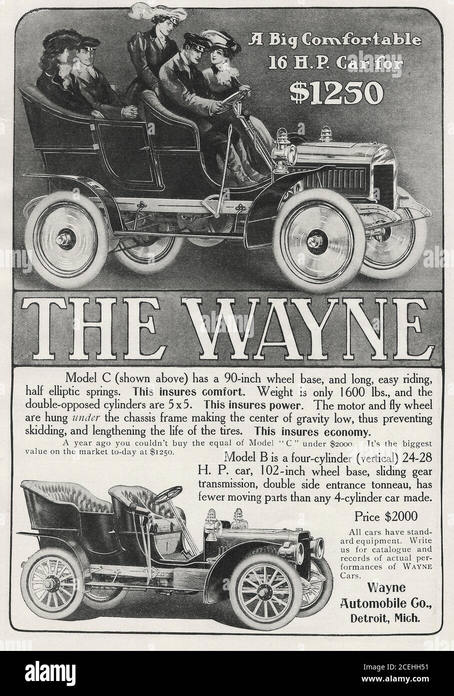 Werbung für das Wayne Automobile, um 1920 Stockfoto