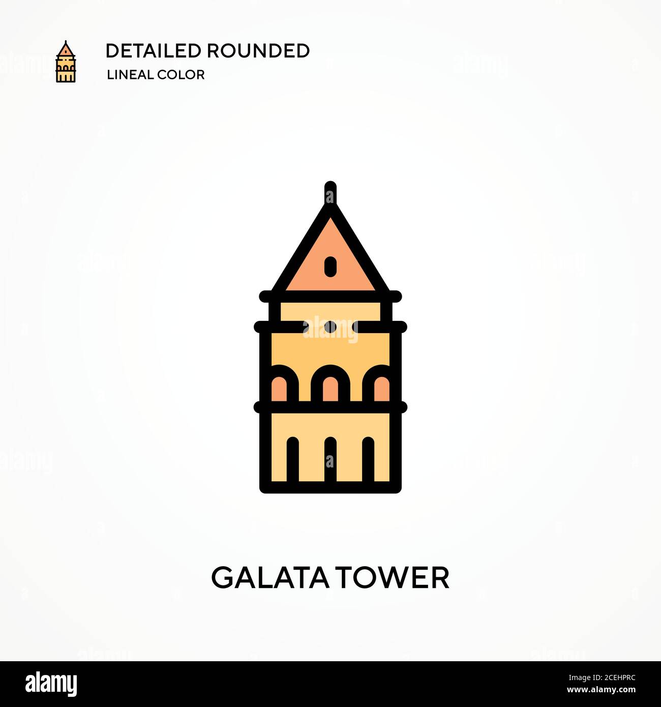 Galata Turm detaillierte abgerundete lineare Farbe Vektor-Symbol. Illustration Symbol Design Vorlage für Web mobile UI-Element. Perfekte Farbe modernes Piktogramm Stock Vektor