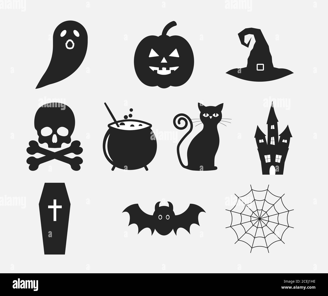 Halloween Icon Set. Vektor-Illustration, flaches Design. Stock Vektor