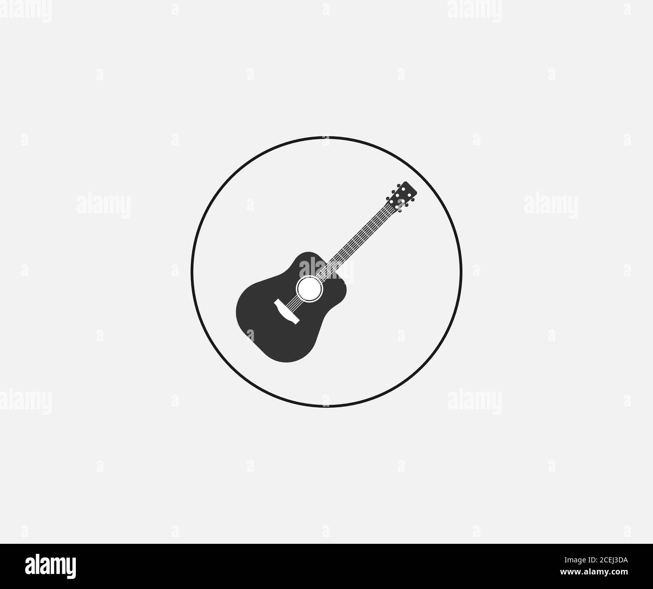 Gitarre, Instrument, Musiksymbol. Vektor-Illustration, flaches Design. Stock Vektor