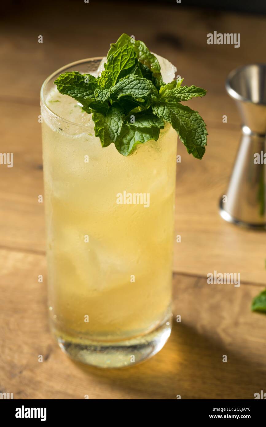 Erfrischender Mint GinGin Mule Cocktail mit Limette und Ingwer Bier Stockfoto