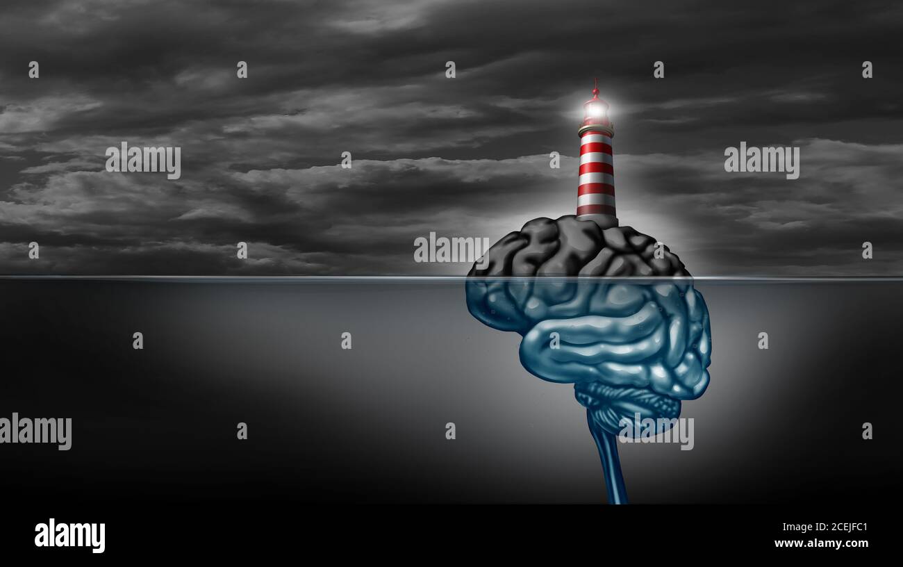 Alzheimer und Demenz Krankheit als Gedächtnisverlust und Psychologie Konzept oder Hirnstörung neurologische Symbol mit 3D-Illustration Elemente. Stockfoto