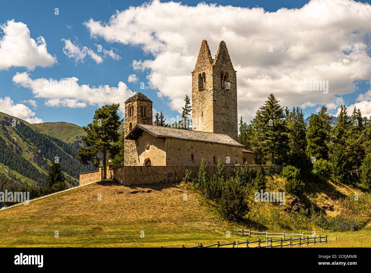 San Gian Reformierte Kirche, Celerina, Schweiz Stockfoto