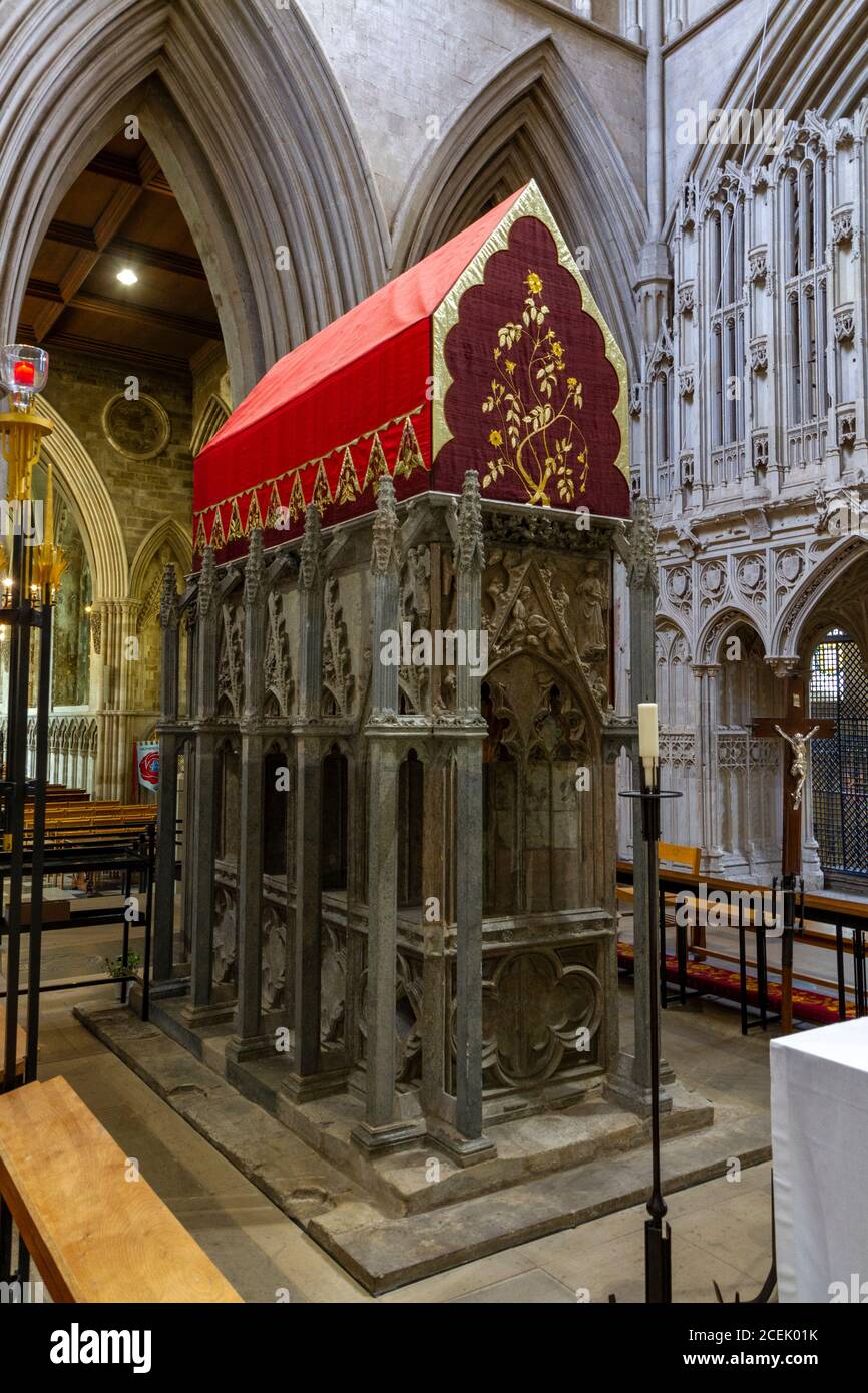 Der Schrein von St Alban in St Albans Cathedral, St Albans, Großbritannien. Stockfoto
