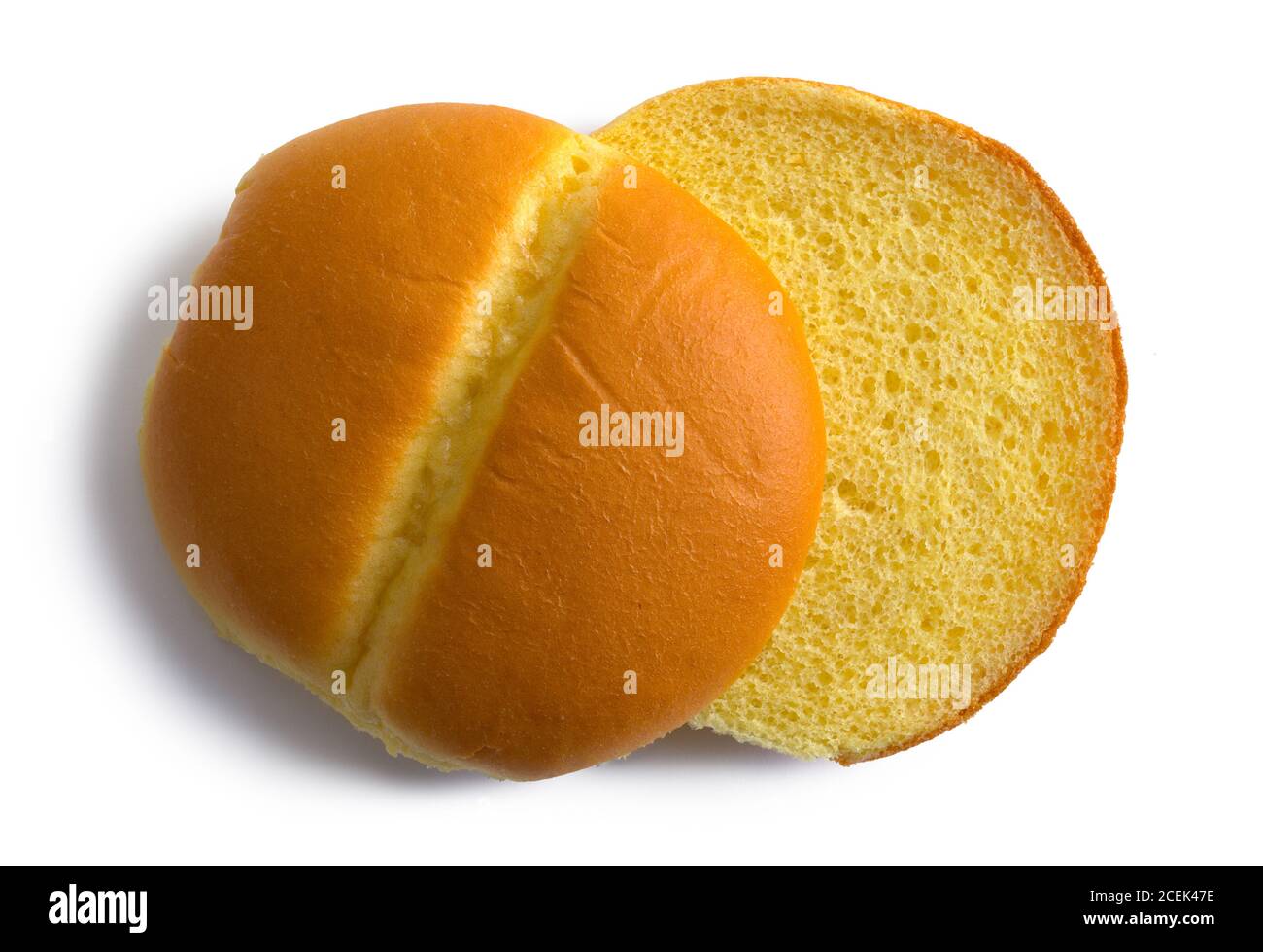 Hamburger Bun auf weißem Hintergrund getrennt. Stockfoto