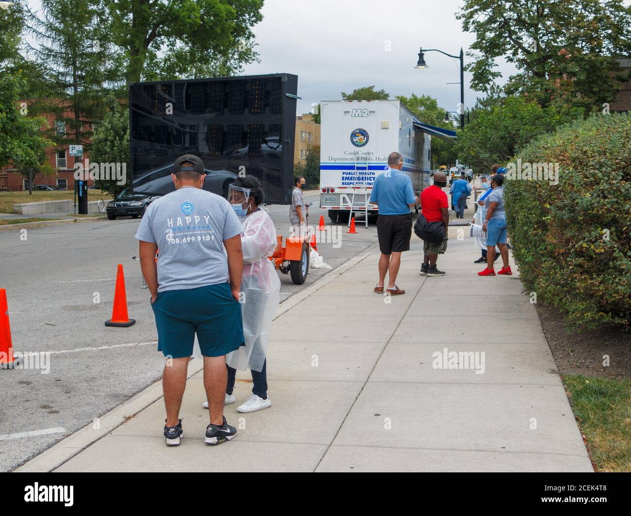 Cook County Department of Public Health COViD-19 Teststelle. Oak Park, Illinois. Stockfoto