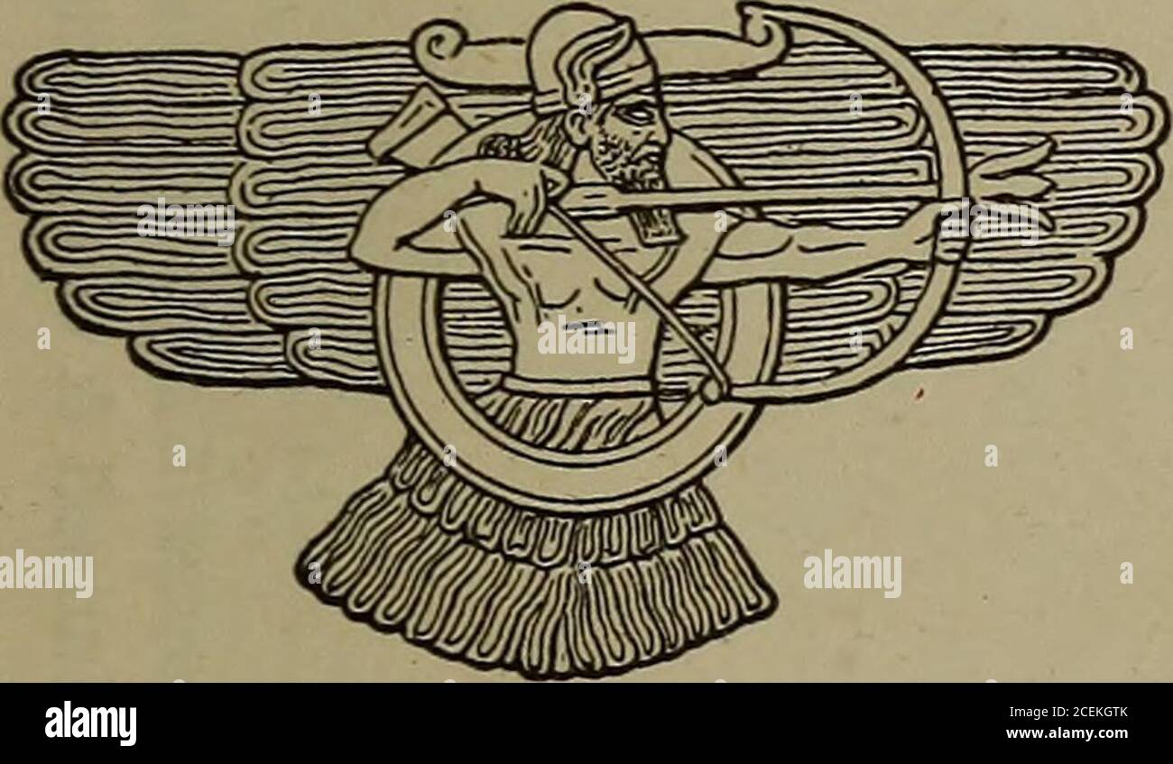 . Babel und Bibel;. d ein Gegner untothine Gegner (Ex xxiii. L 22, S. Und ebenso wie Yahveh Fehler, dass es die Adjektivformen unter Berücksichtigung in den Namen Asur, dh., aschir, ashur von ashdru, zu retten, wohlhabend (woher auch die Hebrewasher abgeleitet ist) mit dem Partizip dshir von ashdru, Ladung zu haben verwechselt. BABEL UND DIE BIBEL. 227 und er zog in den Kampf vor den Heerscharen Israels oder Sebaoth gegen die Feinde; und Asnr zog aus mit den Heeren seines volkes in den Kampf und in den Sieg. Daher sehen wir oft auf den assyrischen Reliefs das Symbol des gottes Asur vor oder über dem königlichen Kommando Stockfoto