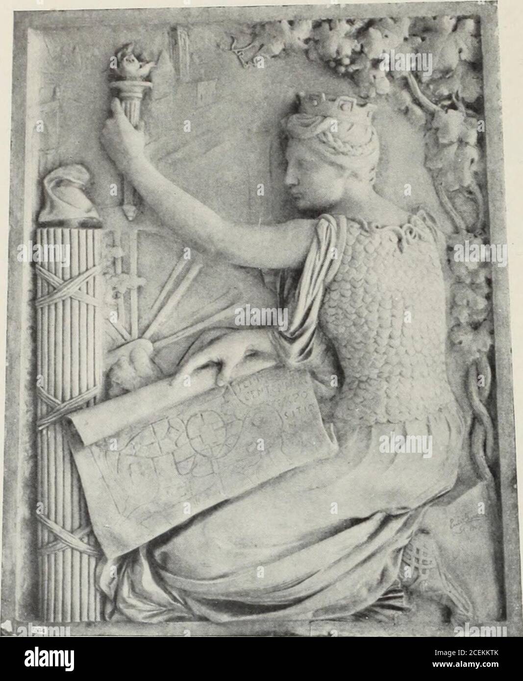 . International Studio ein Illustriertes Magazin für bildende und angewandte Kunst. Kraft und Erfahrung. Kunst und Poesie werden durch zwei Jugendliche dargestellt, die Inspiration in Pegasus verkörperten.Genius in Form eines jungen Knaben kniet vor dem Tempel der Kunst, während Schönheit in den Spiegel blickt, der die Wahrheit hervorhält. Kraft wird in einer Vigorosmale Figur personifiziert, während Erfahrung ist, dass einer Frau mit einem Korb von Früchten, Standpunkt. ^Ire. Don Barber zeigt eine per- Es gibt in dieser großen Leinwand Qualitäten, die in Bezug auf das neue Lotos Club Haus geschickt auf das Streben, auf der Seite der Maler, für r Stockfoto