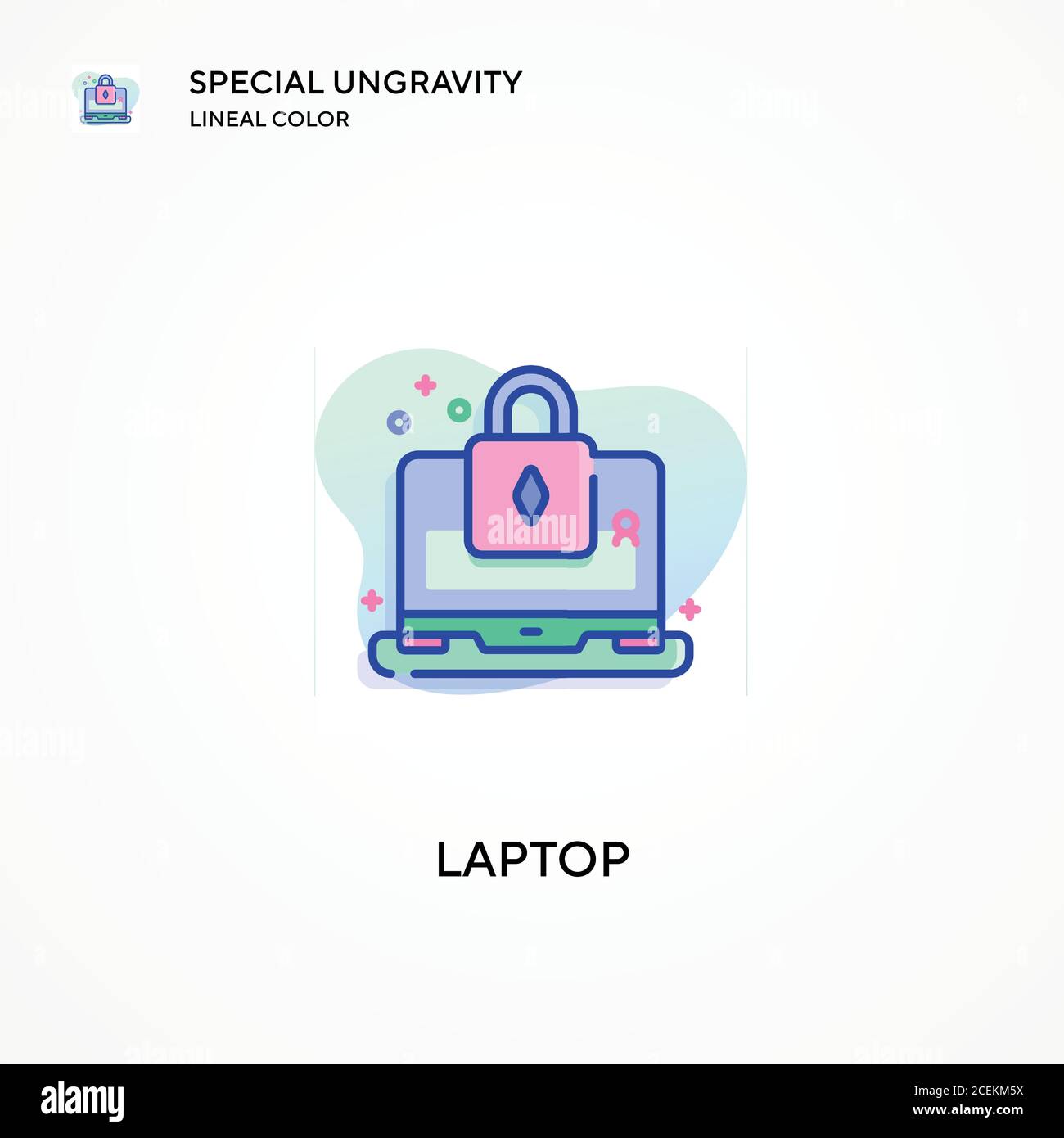 Laptop spezielle Ungravity Lineal Farbe Symbol. Moderne Vektorgrafik Konzepte. Einfach zu bearbeiten und anzupassen. Stock Vektor