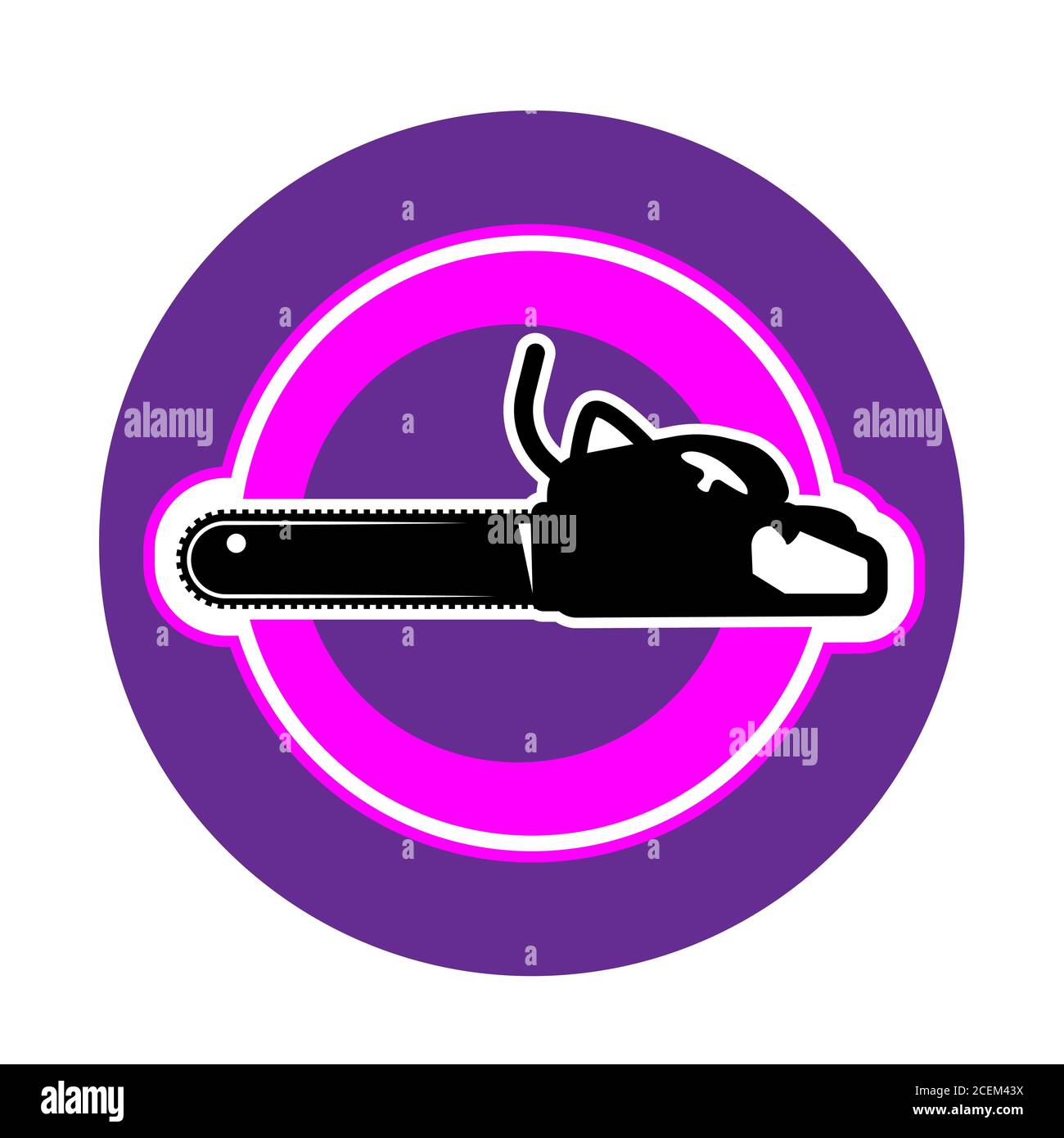 Schwarze Kettensäge Symbol Silhouette auf weißem isolierten Hintergrund. Vektorbild Stock Vektor