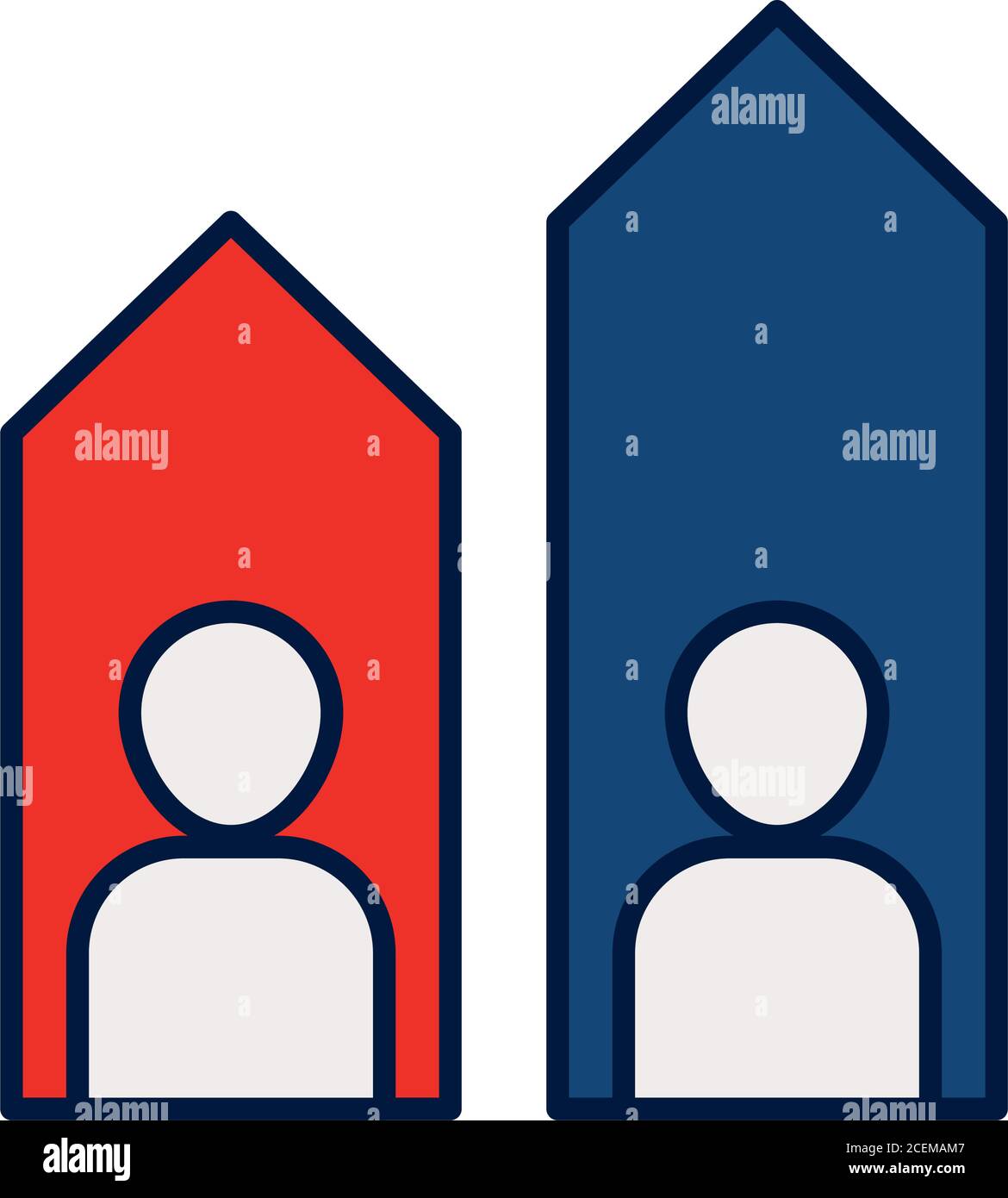 Analytic Candidate Poll bar graph result statistics over white background, line and fill style, Vector Illustration Stock Vektor