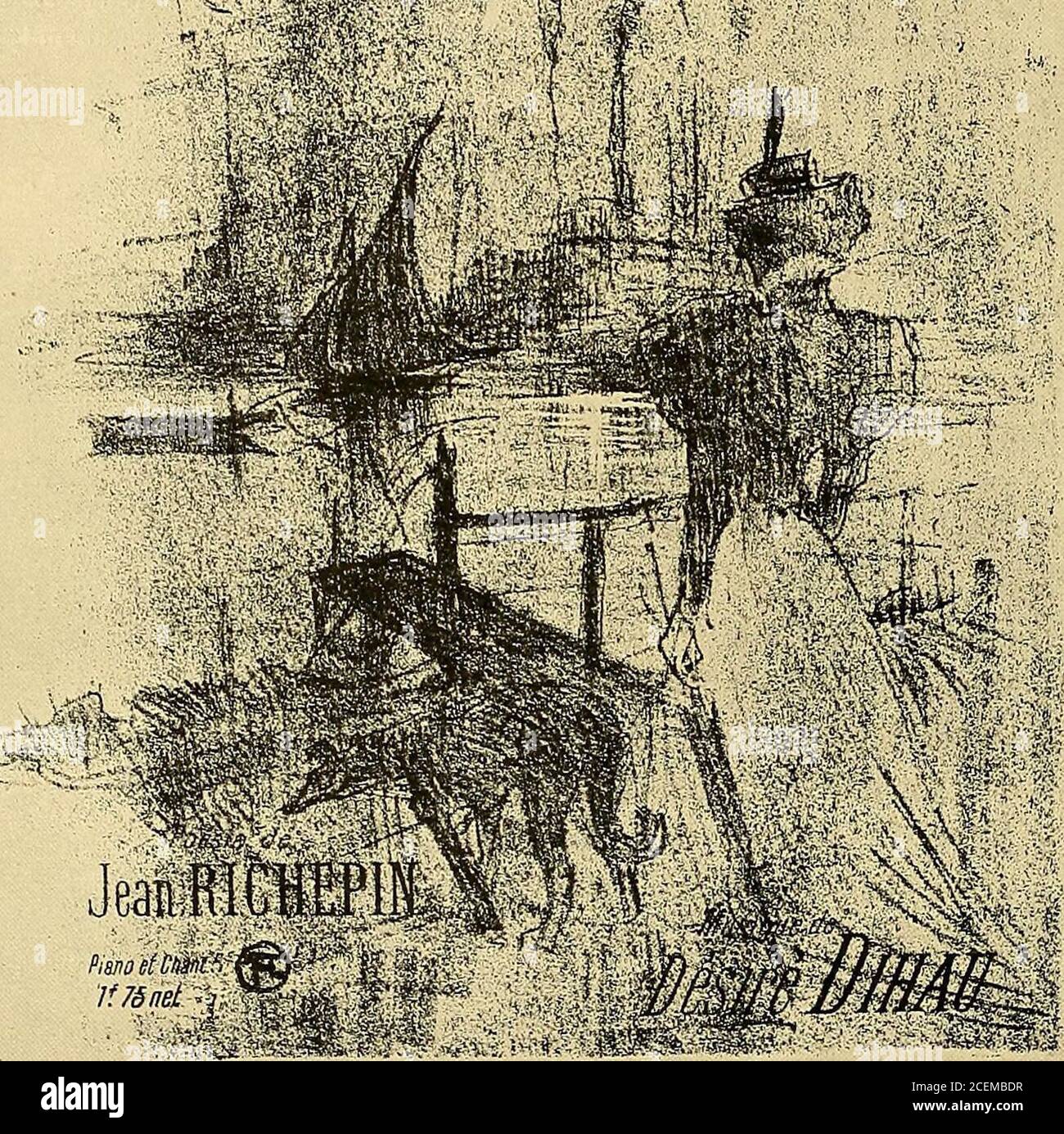. Le peintre-graveur illustré : (XIX et xx siècles). Aient été primitivement exécutés pour ces mélodies ; Mais ces compositionsnayant pas alors été agréées par Désiré Dihau, M. C. Joubert les confia, sur la recommandation du com-positeur lui-même, à Henri de Toulouse-Lautrec. CES quatorze pièces furent annoncées comme suit : MELODIES DE DÉSIRÉ DIHAUde lOpéra. C. JOUBERT, Editeur, 25, rue dHauteville, 25 – PARIS. Mélodies sur des Poésies de Jean RICHEPIN AVEC ACCOMPAGNEMENT DE PIANO LAdieu (barcaroUe) i 73 Ballade de Noèl (Ballade) i 75 CE que dit la Pluie (Chanson) i &gt; Le Fou (Chanson) 1 . Stockfoto