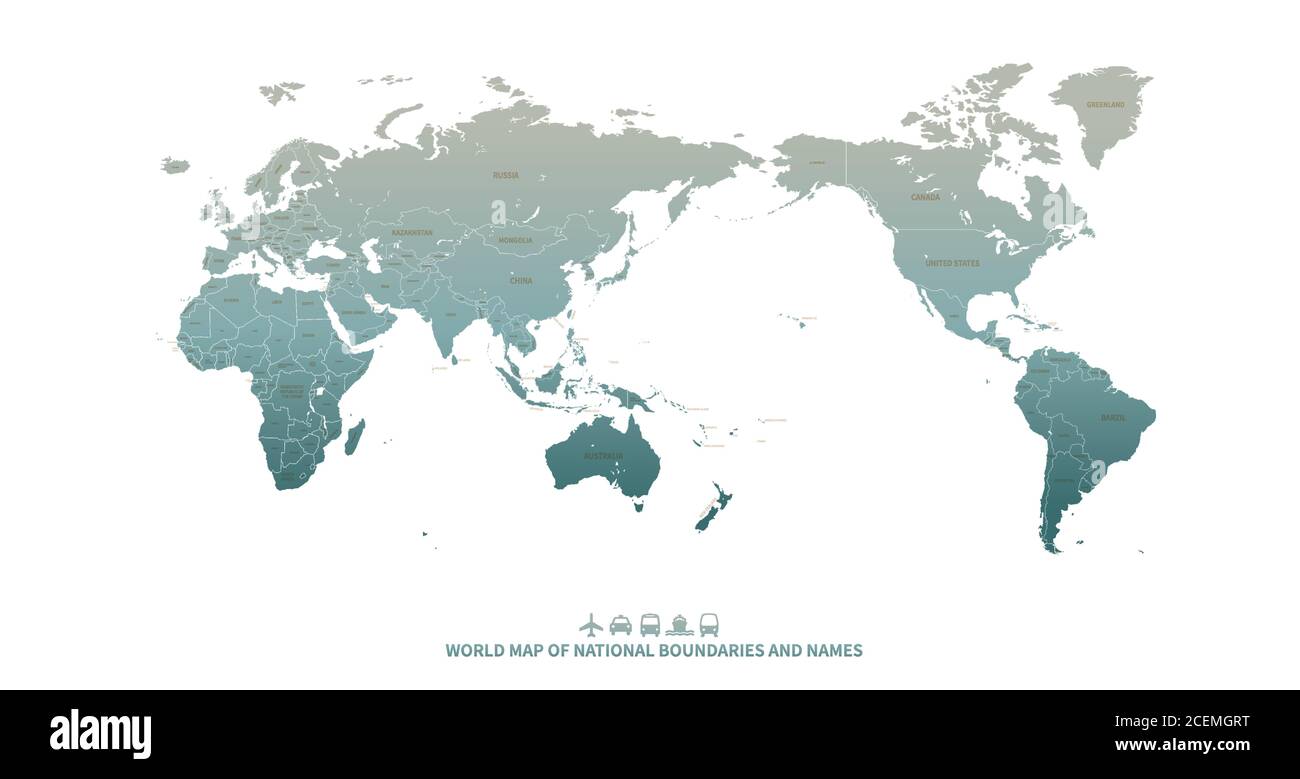 Weltkarte. Detaillierte Welt Länder Karte Vektor für Infografik Hintergrund. Stock Vektor