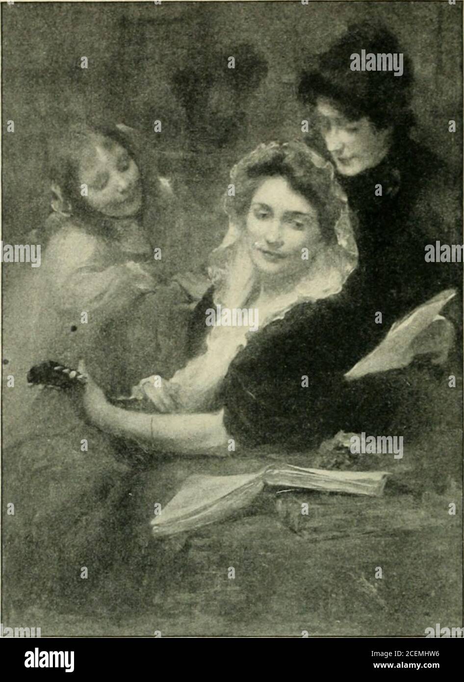 . Le Monde moderne. Pkixet. - La Partie de trictrac. Portés aux plus beaux jours de Lem-Pire. Entre deux campagnes, Tal-leyrand a pu faire venir à soixante lieuesde Paris la fleur de la cour, ces officiersgénéraux qui étaient de tout jeuneshommes, ces femmes qui navaient quede rares niomenls pour aimer et cireaimées. Le tableau est brillant et animé comme cette société, dune peinture unpeu fragile comme la durée de sonbonheur. Loin du bruit, loin des fêtes, dans uncoin dintimité solitaire, se joue laPartie de trictrac de ^L René Prinet.CE tableau de Genre est charmant etil tire tout son Charme Stockfoto