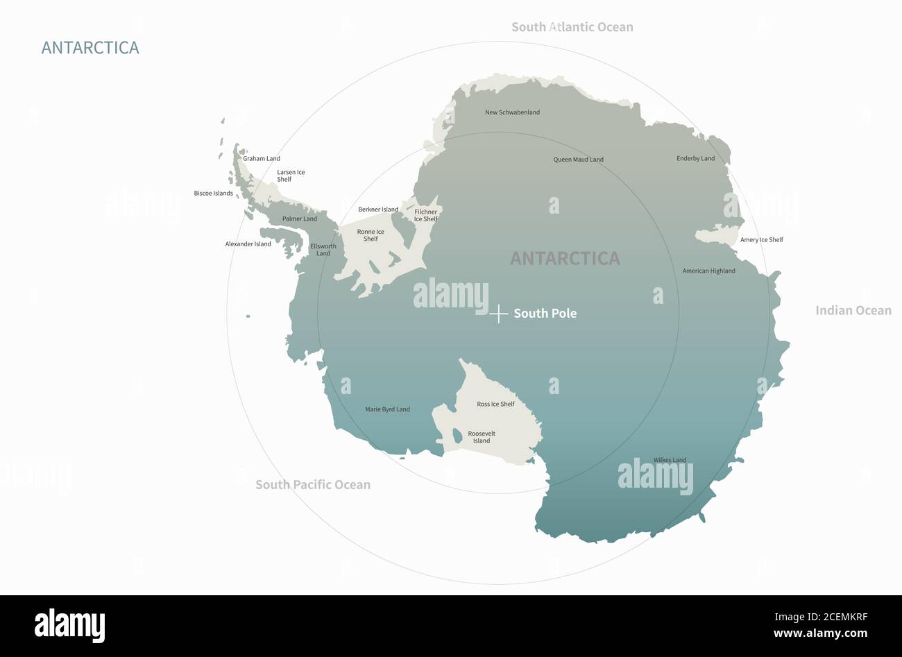 Antarktiskarte. Detail Karte Vektor mit National Capital Plots Stock Vektor