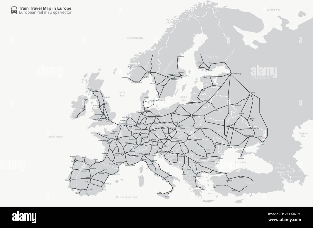 Infografik zu europäischen Ländern und Eisenbahnsystemen Stock Vektor