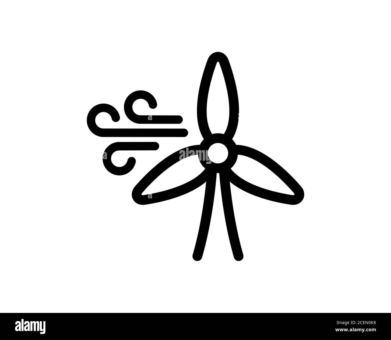 Symbol für die Linie der Windenergieanlage. Windmühle Silhouette. Windkraft. Vektor auf isoliertem weißem Hintergrund. EPS 10. Stock Vektor