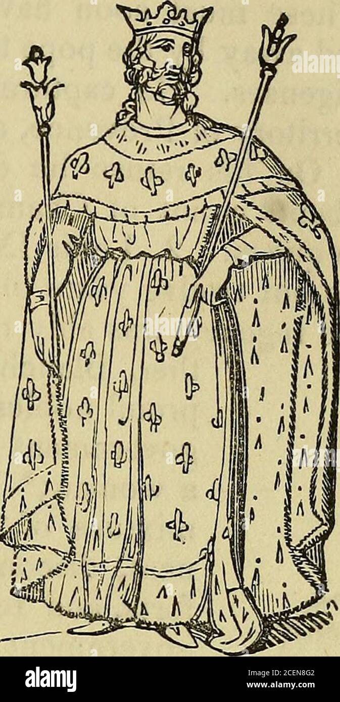 . Geschichte von Frankreich und der Normandie, von den frühesten Zeiten bis zur Revolution von 1848. Figuren aus Denkmälern des zwölften Jahrhunderts. LOUIS IX. 101. Louis VIII KAPITEL XII.LOUIS VIII LOUIS IX. Auf ihren breiten Schilden trugen sie ihn aus der Ebene, um einen Leichnam zu spüren und mit den Erschlagenen zu nummerieren.seine starren Augen in schwebenden Schattierungen ertranken, seine gallanten Glieder waren in todähnlichen Fesseln gebunden.die Geschrei stürzte, Und der lärm des Krieges, sein Ohr wieder wie Murmeln gehört weit; oder wie einige Bauer hört, sicher laidBeneath eine gewölbte Klippe oder Waldschatten, wenn oer seinen Kopf unzählige Insekten Singin luftig Stockfoto