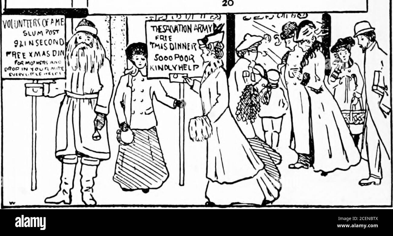 . Colonel Crockett's Co-operative Weihnachten. MIM C®Il©Bil©fl CL?®£l]S©tiQ? .^ 0RIKGTHE HILOREN Pie in einem Raum über die Größe unserer Ranch. Es gab Theater zu gehen - aber wer will zu Weihnachten zum Theatergehen ? - es ist wie in die Kirche am 4. Juli gehen. Therevere dime muzhums, Penny vawde-villes, Tanzhallen. Es gab ein großes Abendessen für News-Boys. Die Heilsarmee und die Volunteers gaben den Armen Futter.aber 1 konnte sich nicht qualifizieren. Ich war nicht arm.1 hatte kein Zuhause, keine Freunde, keine Noth-ing. Die Straßen wurden deserteder und de-serteder. Ein paar andere Elende waren wie ich im Hotel auf dem Flur Stockfoto