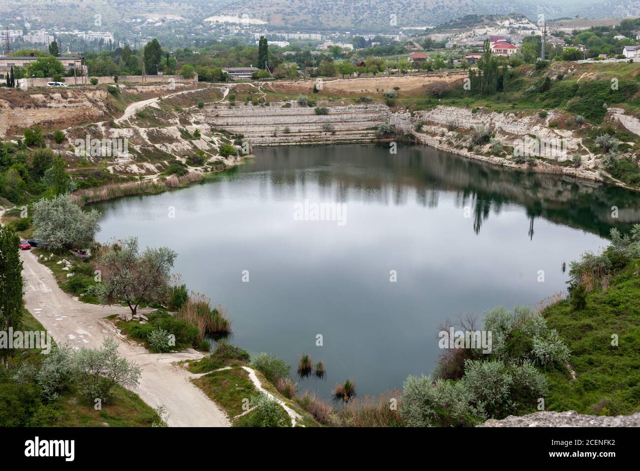 Inkerman Steinbruch Landschaft. Es ist eine der erstaunlichen Sehenswürdigkeiten des Dorfes Inkerman und der Stadt Sewastopol, Krim Stockfoto