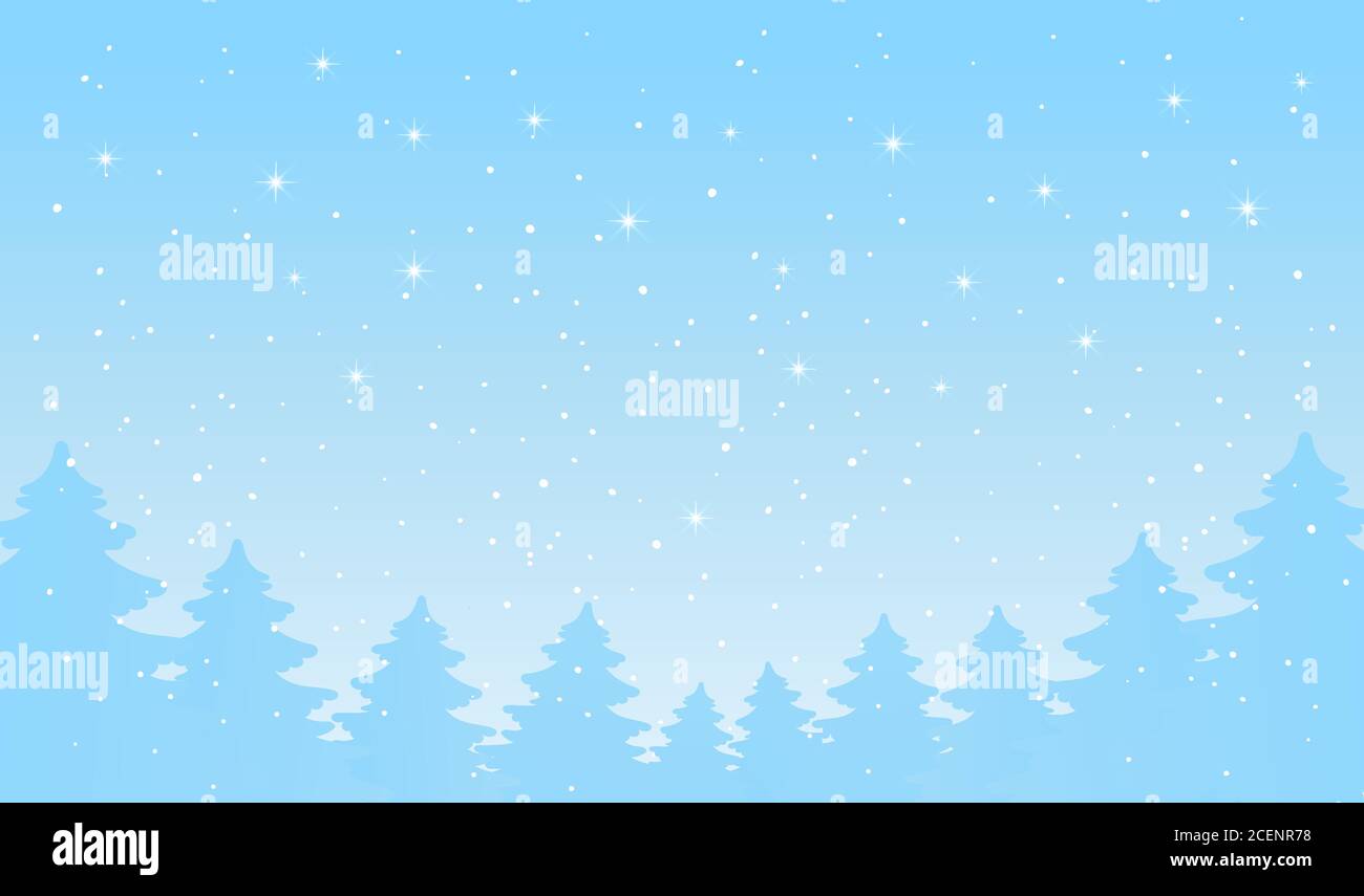 Modernes festliches Banner, frohe weihnachten. Winter Wald Hintergrund. Blaue Landschaft mit fallendem Schnee. Neujahrsposter. Vektorgrafik mit Kopierbereich Stock Vektor