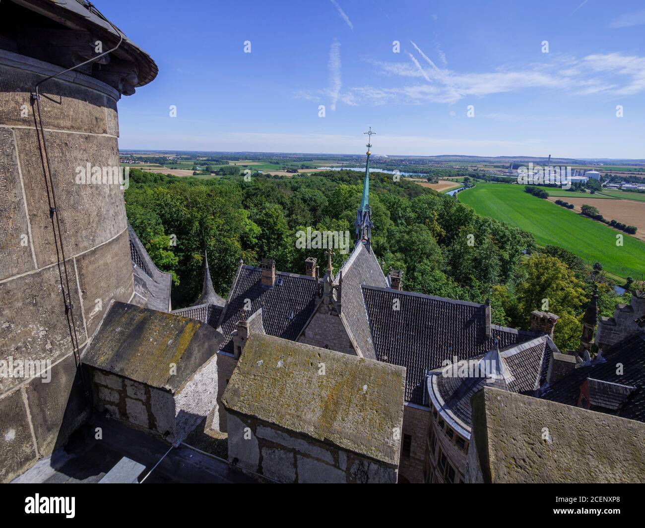 Blick vom Hauptturm auf das Leinetal, Welfen - Schloss Marienburg bei Pattensen, Niedersachsen, Deutschland, Europa Leine - Blick aus Stockfoto