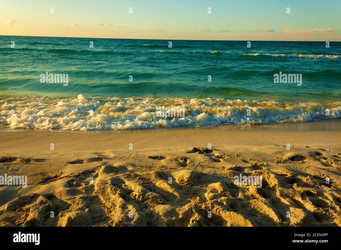 Sonnenuntergang am Strand Stockfoto