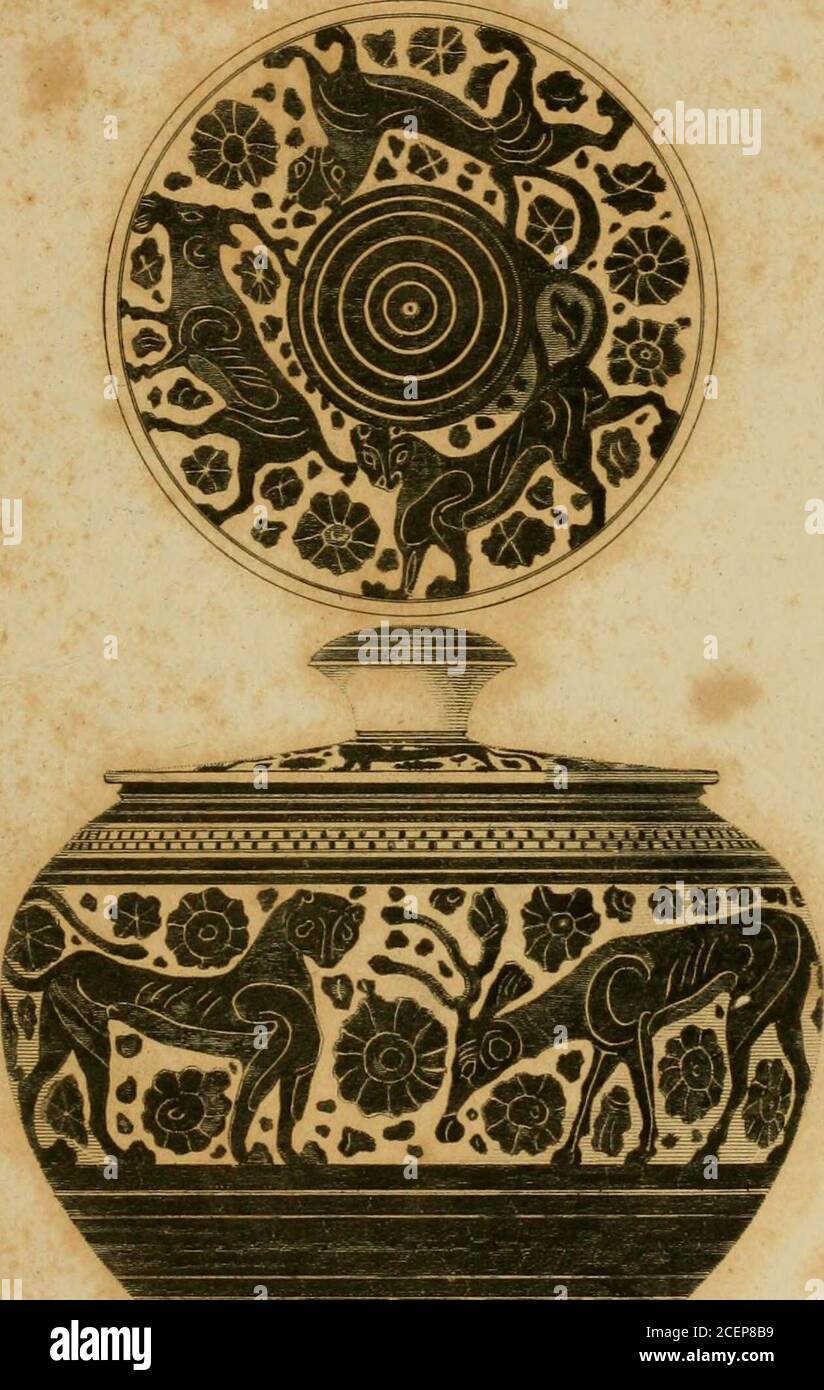 . Eine klassische und topographische Tour durch Griechenland, in den Jahren 1801, 1805 und 1806. VSarut Strtet &lt;■ ■ ife?**/. *-- /(&-7V // BEI KORINTH. ■ . ,. ALTE MUND EINES BRUNNENES. 201 Figuren von Gottheiten, und die, von dem Thema, hatte wahrscheinlich ersehnt, um den Tempel von Apollo, wobei einer der heiligen Brunnen, daser wurden in Opferglanze Lustrations. Es wäre überflüssig zu enterinto alle Details über diese heiligen Brunnen, von denen Paciaudihas behandelt in der Länge, in seinem Puteus sacer. Der korinthische Brunnen, der vom Aeginitic oder archaischen Stil ist, scheint, auf thereconciliati anzuspielen Stockfoto