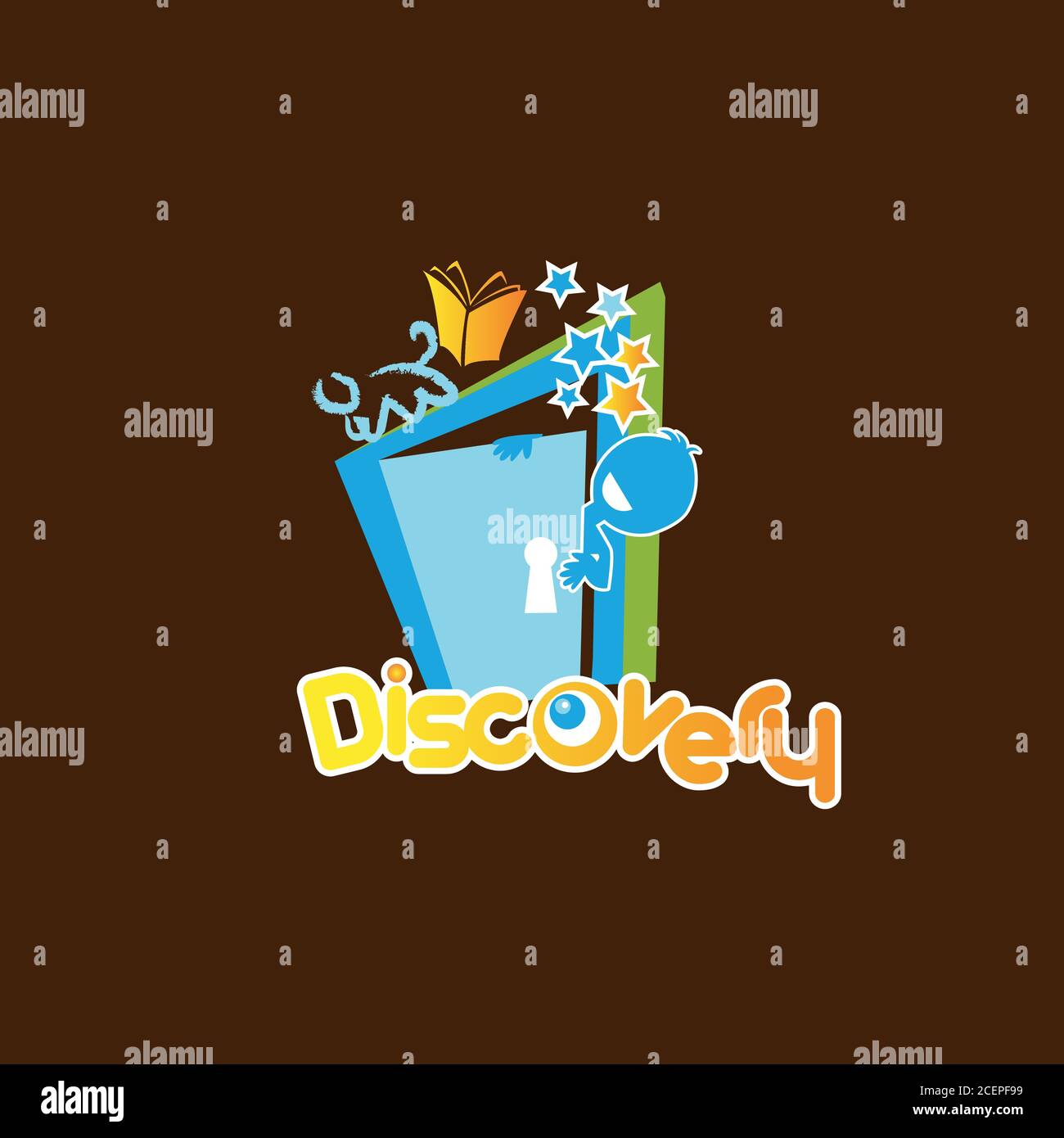 Discovery Buchstabe Symbol in Cartoon-Stil für Element-Design. Flaches Design Buchstaben der Entdeckung Symbol. Vektorgrafik EPS.8 EPS.10 Stock Vektor