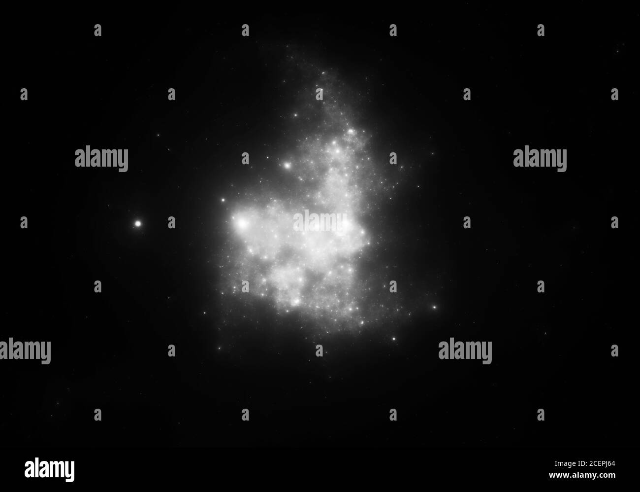 Abstrakte monochrome fraktale Illustration sieht aus wie schöne Galaxien Stockfoto