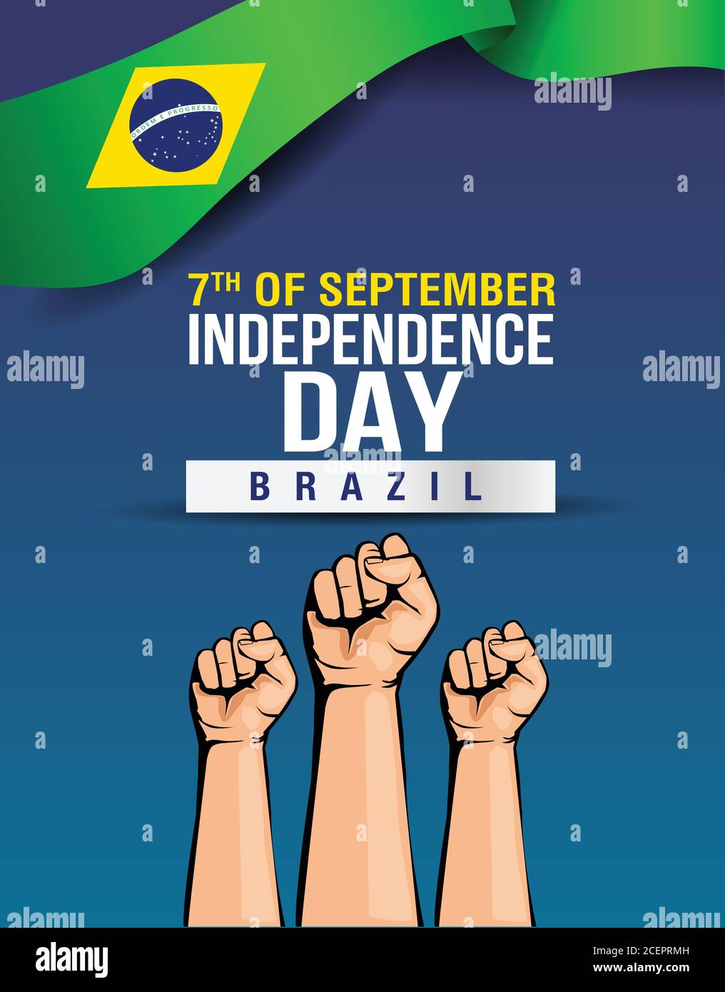 Brasilien Unabhängigkeitstag Poster Design mit Falthand und Flagge Stock Vektor